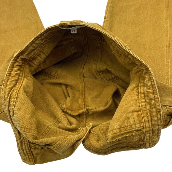 Alex Mill Phoebe Pant In Recycled Denim 24 Golden Khaki Tapered Barrel High Rise - Picture 6 of 12